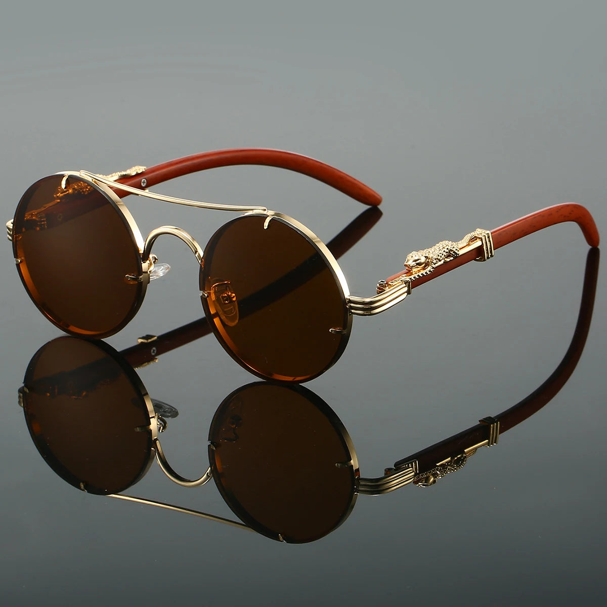 Panthera Retro Round Metal Sunglasses