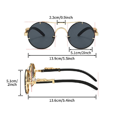 Panthera Retro Round Metal Sunglasses