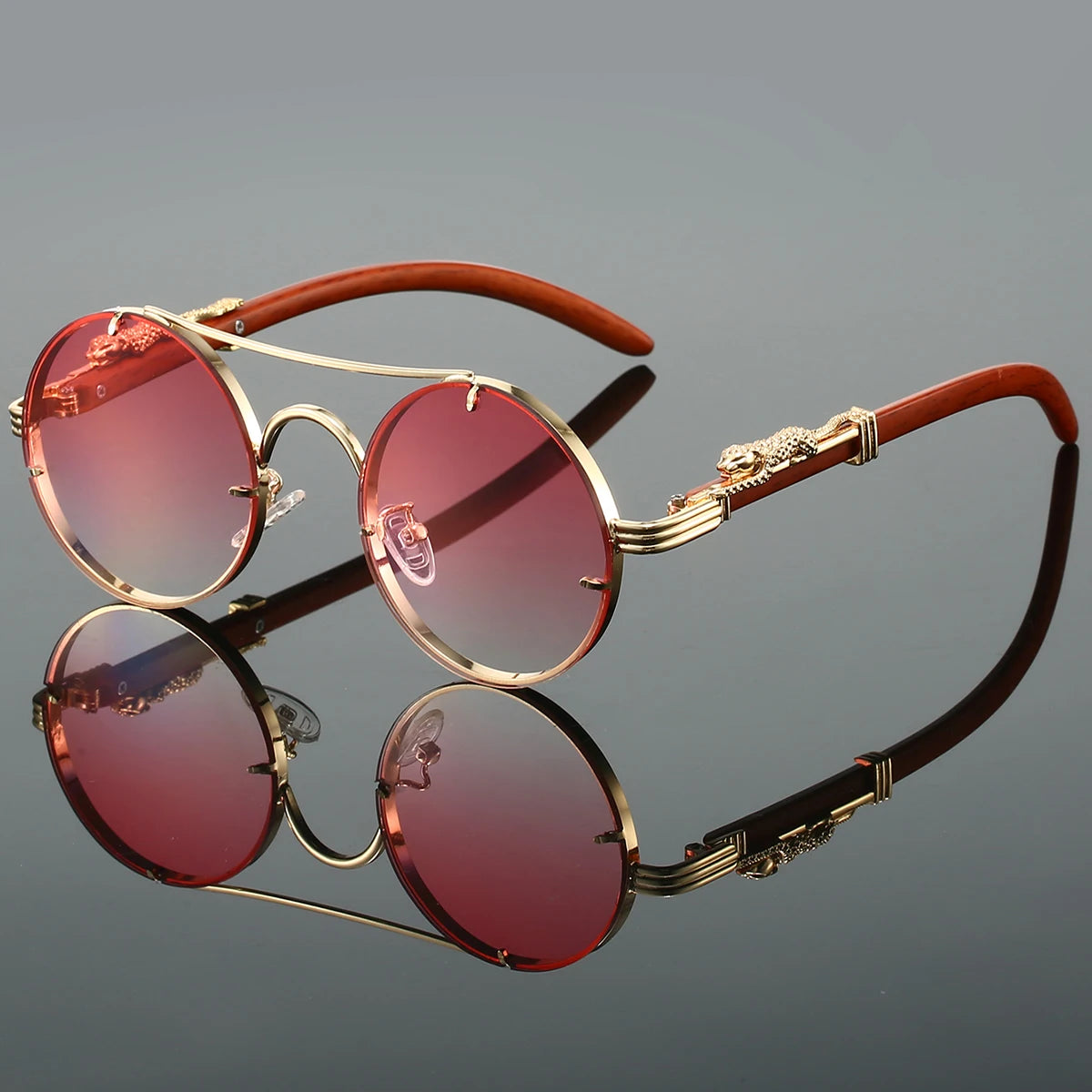 Panthera Retro Round Metal Sunglasses